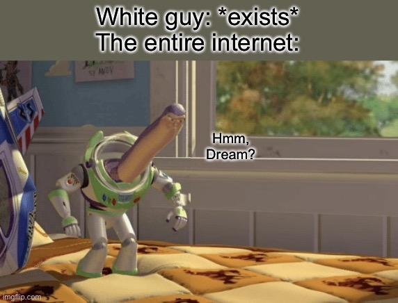 . | White guy: *exists*
The entire internet:; Hmm, Dream? | image tagged in hmm yes | made w/ Imgflip meme maker