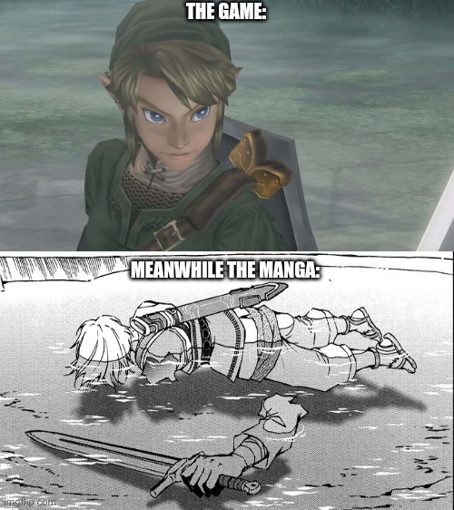 THE GAME:; MEANWHILE THE MANGA: | made w/ Imgflip meme maker