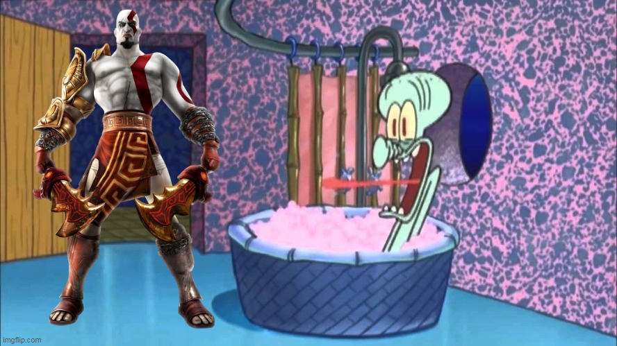 Kratos Drops By Squidward's House | image tagged in who dropped by squidward's house,kratos,god of war,spongebob,squidward,x drops by squidward's house | made w/ Imgflip meme maker
