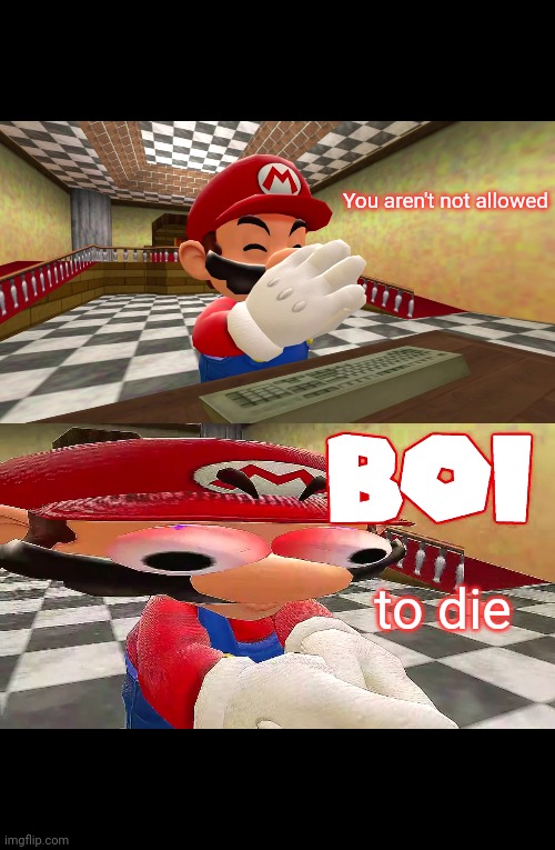 The owners in a nut shell | You aren't not allowed; to die | image tagged in smg4 mario plays unfair mario b o i | made w/ Imgflip meme maker