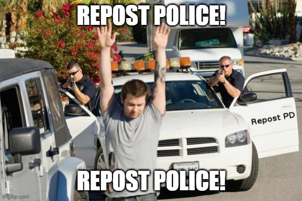 Repost Police | REPOST POLICE! REPOST POLICE! | image tagged in repost police | made w/ Imgflip meme maker