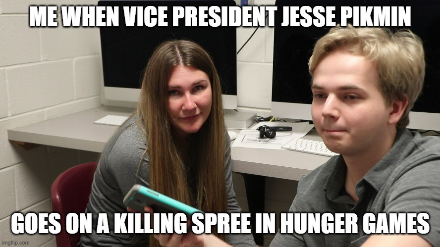 Norm Al Concern | ME WHEN VICE PRESIDENT JESSE PIKMIN; GOES ON A KILLING SPREE IN HUNGER GAMES | image tagged in the office files,norm al,melanie miller | made w/ Imgflip meme maker