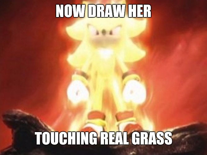 Now Draw Her | NOW DRAW HER TOUCHING REAL GRASS | image tagged in now draw her | made w/ Imgflip meme maker