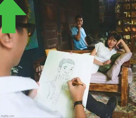 cool drawing but I wish she drew the girl instead | image tagged in drawings | made w/ Imgflip meme maker