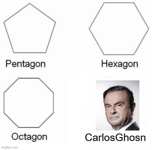Carlos Ghosn | CarlosGhosn | image tagged in memes,pentagon hexagon octagon | made w/ Imgflip meme maker