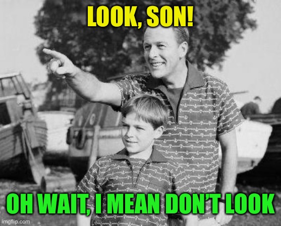 Look Son Meme | LOOK, SON! OH WAIT, I MEAN DON’T LOOK | image tagged in memes,look son | made w/ Imgflip meme maker