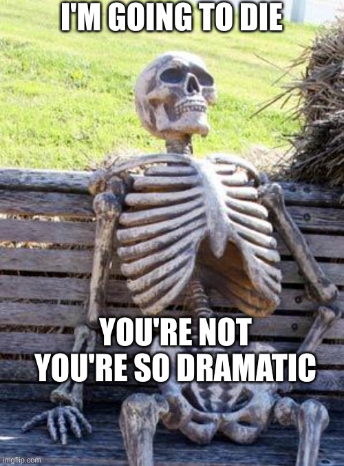 Waiting Skeleton Meme | I'M GOING TO DIE; YOU'RE NOT YOU'RE SO DRAMATIC | image tagged in memes,waiting skeleton | made w/ Imgflip meme maker