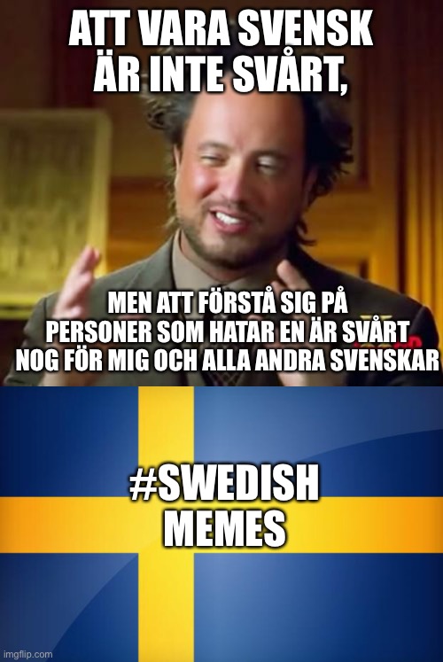 Svensk titel här | ATT VARA SVENSK ÄR INTE SVÅRT, MEN ATT FÖRSTÅ SIG PÅ PERSONER SOM HATAR EN ÄR SVÅRT NOG FÖR MIG OCH ALLA ANDRA SVENSKAR; #SWEDISH MEMES | image tagged in memes,sweden flag | made w/ Imgflip meme maker