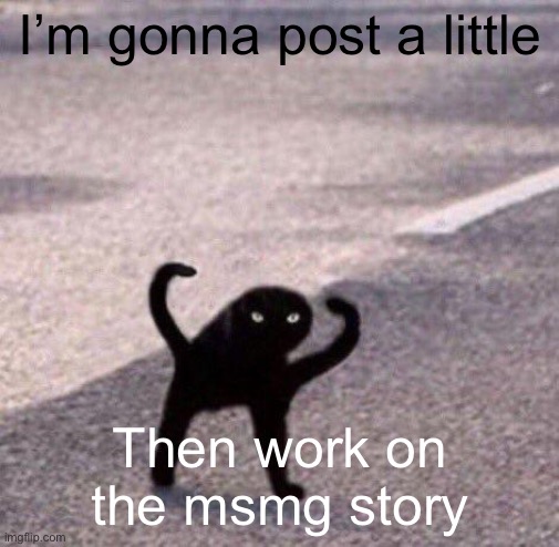 Cursed cat temp | I’m gonna post a little; Then work on the msmg story | image tagged in cursed cat temp | made w/ Imgflip meme maker