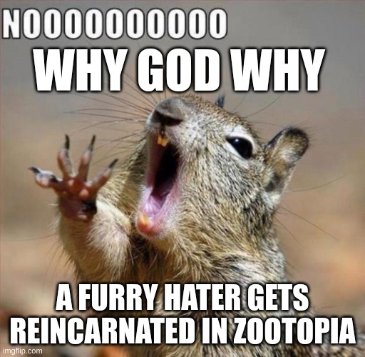 noooooooooooooooooooooooo | WHY GOD WHY; A FURRY HATER GETS REINCARNATED IN ZOOTOPIA | image tagged in noooooooooooooooooooooooo,so true memes,lol so funny | made w/ Imgflip meme maker