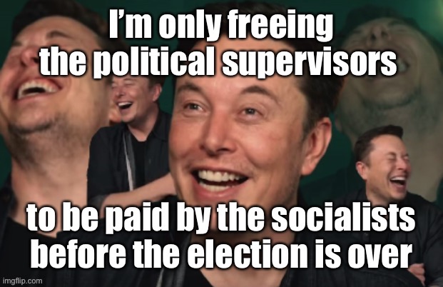 Let the socialists use their own money for a change | image tagged in elon musk,firing twitter managers | made w/ Imgflip meme maker