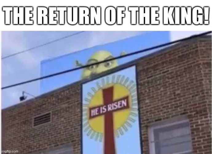 my lord | THE RETURN OF THE KING! | image tagged in shrek | made w/ Imgflip meme maker