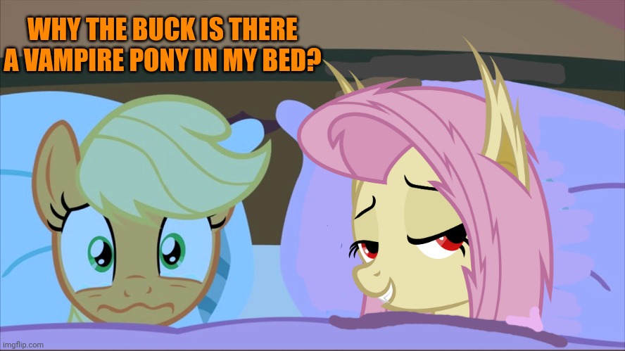 WHY THE BUCK IS THERE A VAMPIRE PONY IN MY BED? | made w/ Imgflip meme maker