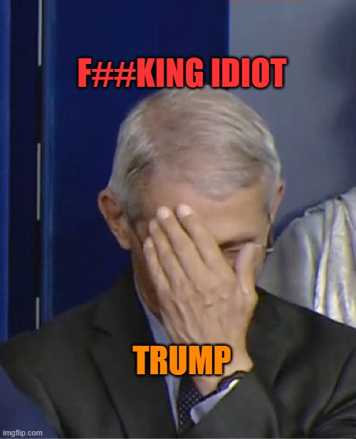 Dr Fauci | F##KING IDIOT TRUMP | image tagged in dr fauci | made w/ Imgflip meme maker