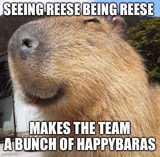 capy blappy | SEEING REESE BEING REESE; MAKES THE TEAM A BUNCH OF HAPPYBARAS | image tagged in capy blappy | made w/ Imgflip meme maker