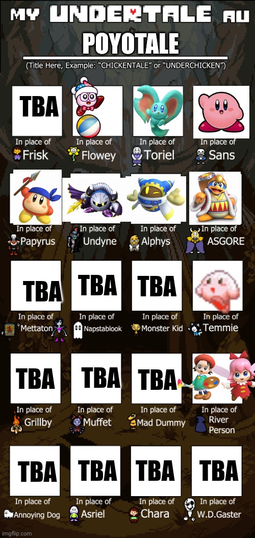 So uhh yeah I need help I guess | POYOTALE; TBA; TBA; TBA; TBA; TBA; TBA; TBA; TBA; TBA; TBA; TBA | image tagged in create your own undertale au,kirby,kirbo | made w/ Imgflip meme maker