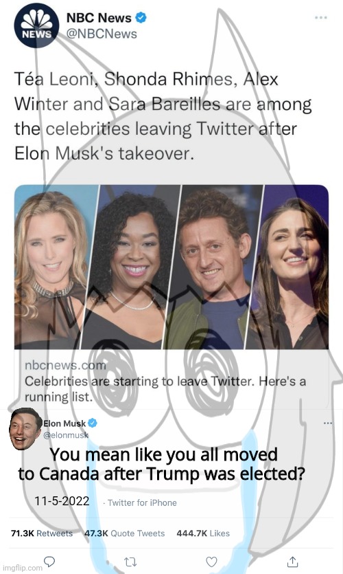 Social media is a disease. | You mean like you all moved to Canada after Trump was elected? 11-5-2022 | image tagged in elon musk blank tweet,dont talk about how,youre going to leave twatter,if elon wont censor non authoritarians,just leave | made w/ Imgflip meme maker