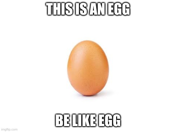 egg | THIS IS AN EGG; BE LIKE EGG | image tagged in memes,egg | made w/ Imgflip meme maker