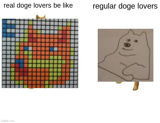 doge lovers be like | real doge lovers be like; regular doge lovers | image tagged in memes,buff doge vs cheems | made w/ Imgflip meme maker