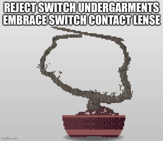 trollsai | REJECT SWITCH UNDERGARMENTS
EMBRACE SWITCH CONTACT LENSE | image tagged in trollsai | made w/ Imgflip meme maker