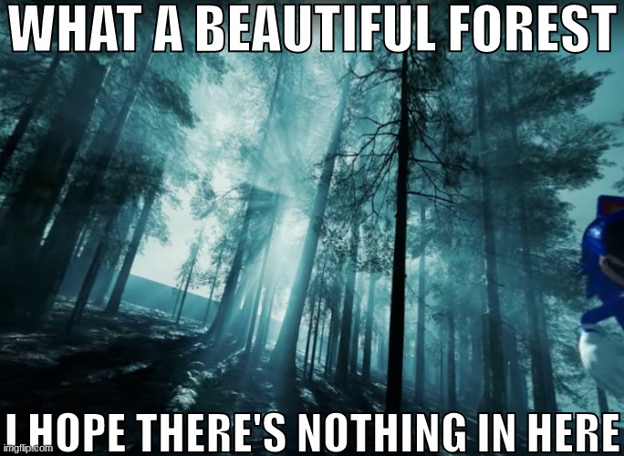 WHAT A BEAUTIFUL FOREST; I HOPE THERE'S NOTHING IN HERE | made w/ Imgflip meme maker