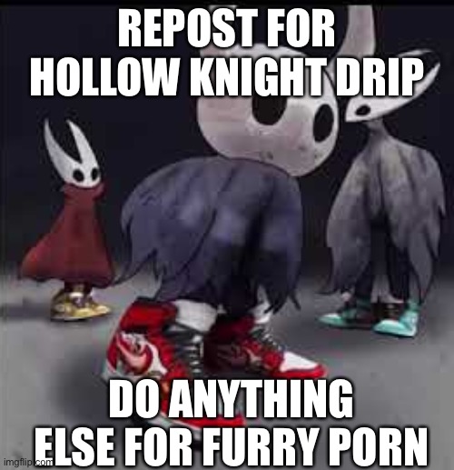 Hollow Knight Drip | REPOST FOR HOLLOW KNIGHT DRIP; DO ANYTHING ELSE FOR FURRY PORN | image tagged in hollow knight drip | made w/ Imgflip meme maker