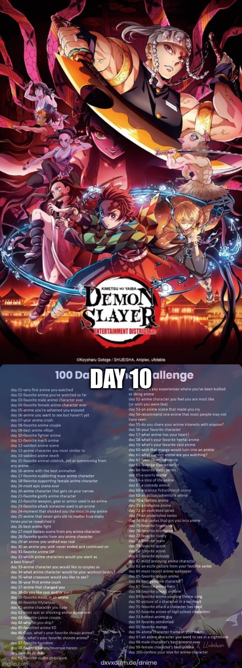 DAY 10 | image tagged in 100 day anime challenge | made w/ Imgflip meme maker