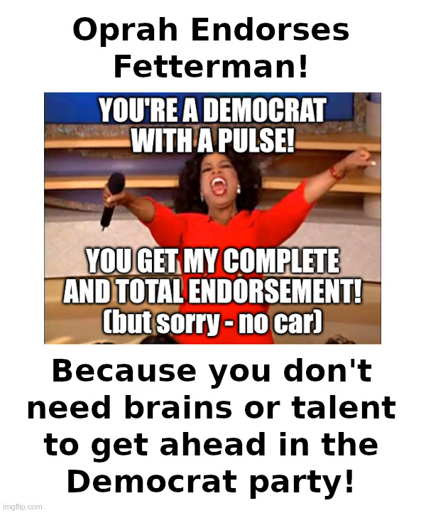Oprah Endorses Fetterman: Does Anybody Besides Fetterman Care? | made w/ Imgflip meme maker