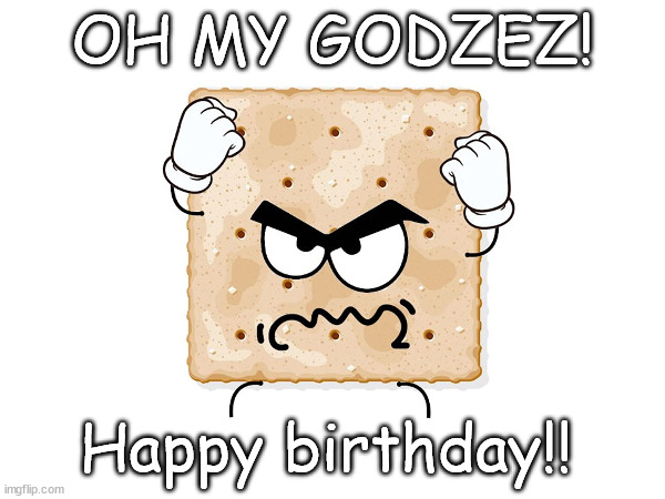 Salty Birthday | OH MY GODZEZ! Happy birthday!! | image tagged in saltycracker,birthday | made w/ Imgflip meme maker