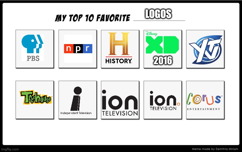 My top 10 | LOGOS; 2016 | image tagged in my top 10 | made w/ Imgflip meme maker