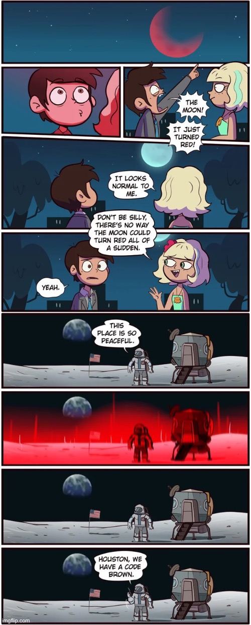 MorningMark - Moon’s weird tonight | image tagged in comics,morningmark,svtfoe,star vs the forces of evil,memes,blood moon | made w/ Imgflip meme maker