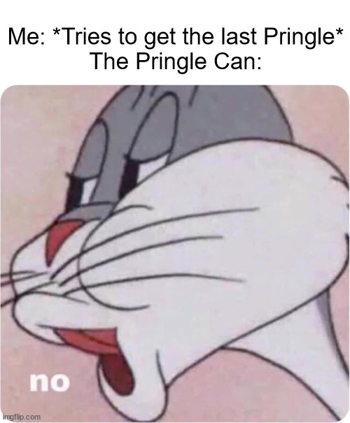 I JUST WANT THE PRINGLE | Me: *Tries to get the last Pringle*
The Pringle Can: | image tagged in no,pringles,pringle cans suck | made w/ Imgflip meme maker