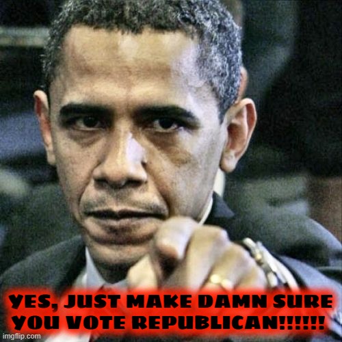 Pissed Off Obama Meme | YES, JUST MAKE DAMN SURE YOU VOTE REPUBLICAN!!!!!! | image tagged in memes,pissed off obama | made w/ Imgflip meme maker