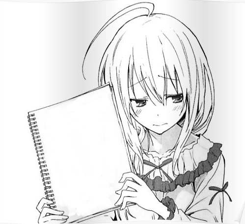 Shy anime girl notepad Blank Meme Template