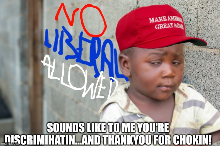 SOUNDS LIKE TO ME YOU'RE DISCRIMIHATIN...AND THANKYOU FOR CHOKIN! | made w/ Imgflip meme maker