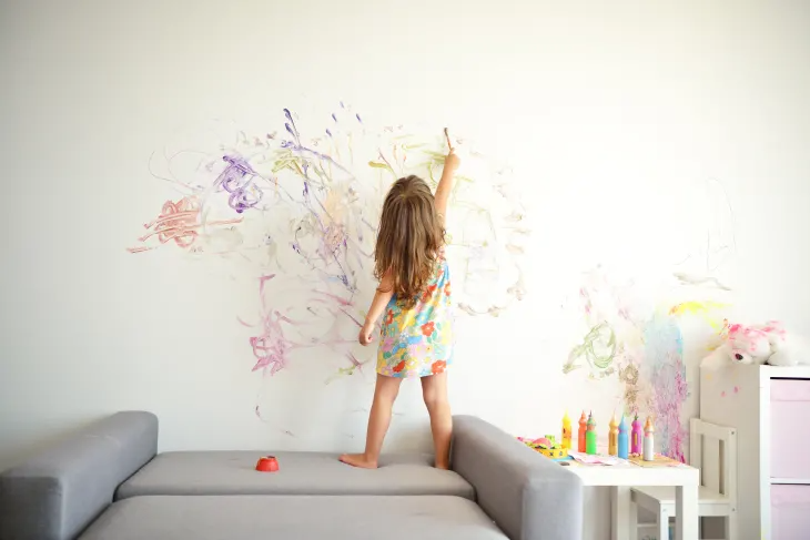 Child drawing on Wall Blank Meme Template
