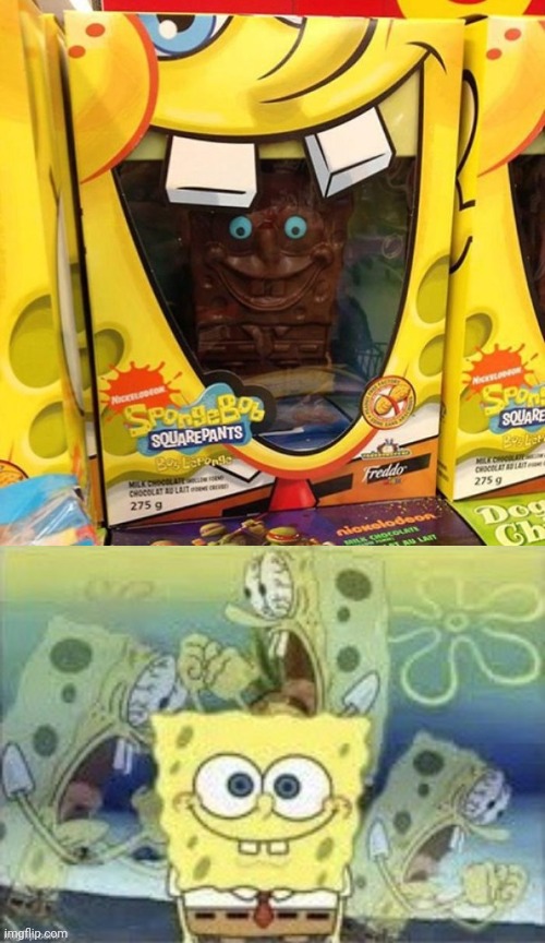 SpongeBob SquarePants Chocolate | image tagged in spongebob is internally screaming,reposts,repost,spongebob squarepants,chocolate,memes | made w/ Imgflip meme maker