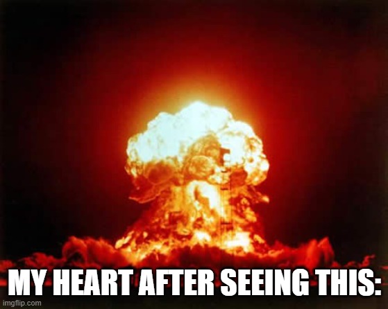 Nuclear Explosion Meme | MY HEART AFTER SEEING THIS: | image tagged in memes,nuclear explosion | made w/ Imgflip meme maker