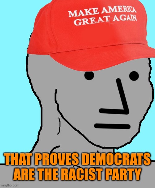 MAGA NPC | THAT PROVES DEMOCRATS ARE THE RACIST PARTY | image tagged in maga npc | made w/ Imgflip meme maker