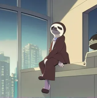 High Quality Vice-President Sloth waiting impatiently for a bank to open Blank Meme Template