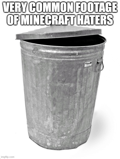 Trash Can | VERY COMMON FOOTAGE OF MINECRAFT HATERS | image tagged in trash can | made w/ Imgflip meme maker