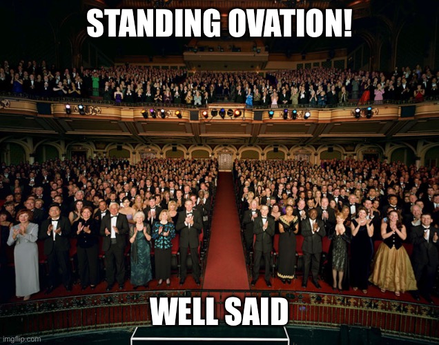 Standing ovation | STANDING OVATION! WELL SAID | image tagged in standing ovation | made w/ Imgflip meme maker