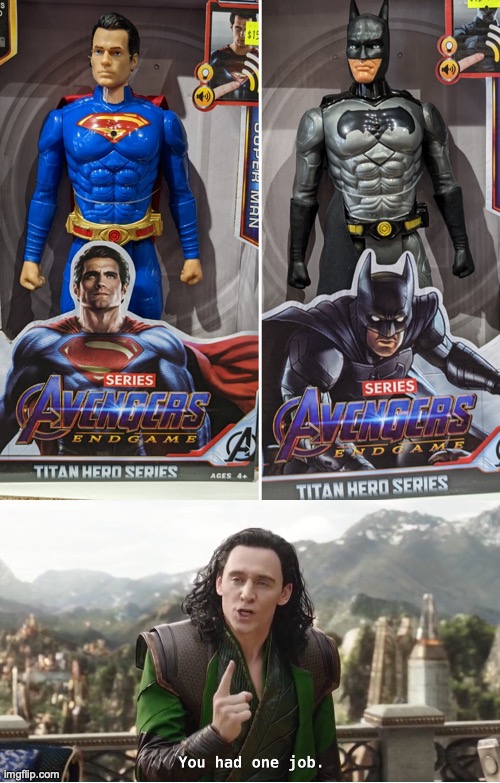 Batman and Superman from avengers, I didn't know that | image tagged in you had one job just the one,avengers endgame,avengers,sarcasm on title,batman and superman,product fail | made w/ Imgflip meme maker
