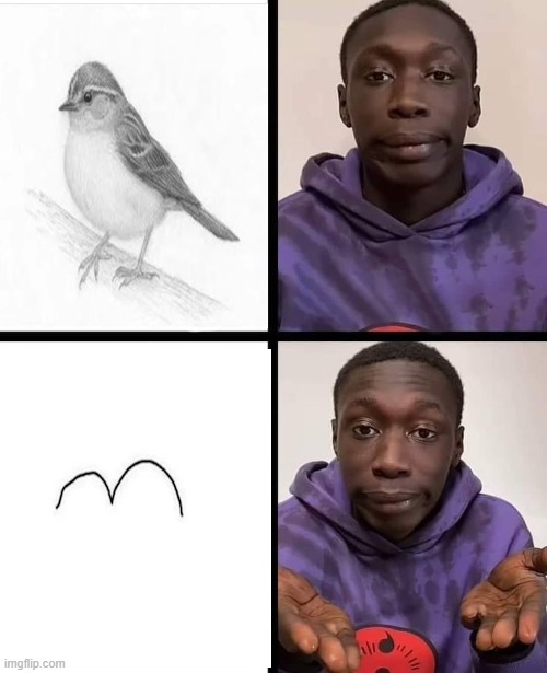 easiest way to draw a bird | image tagged in khaby lame meme | made w/ Imgflip meme maker
