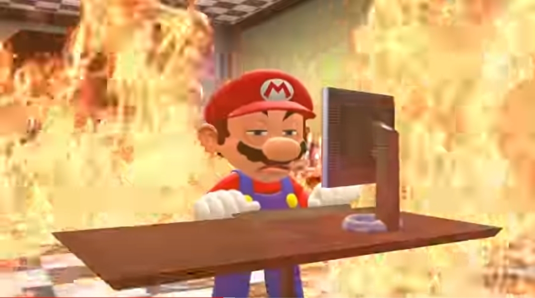 Mario on fire I don't get it Blank Meme Template