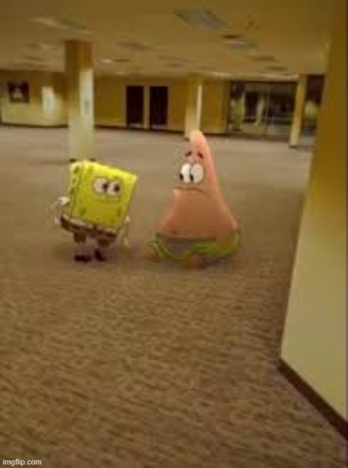 Sunkob and patic in da bacroom????? | image tagged in spongebob and patrick in the backrooms | made w/ Imgflip meme maker