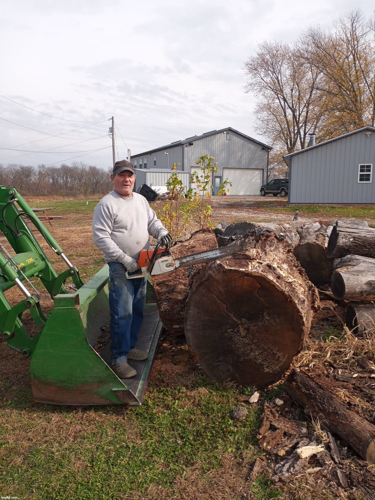 This is what I did all day yesterday cutting wood to burn in the woodshop this winter. | image tagged in kewlews big wood,kewlew | made w/ Imgflip meme maker