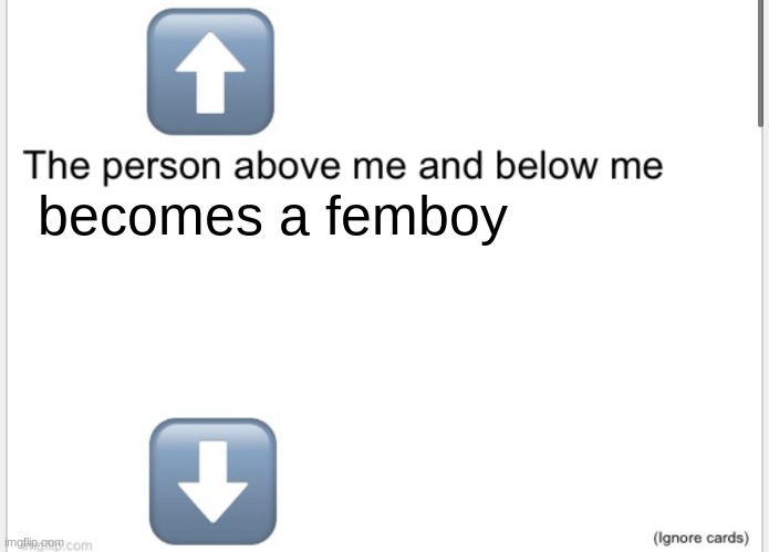 they become a femboy | becomes a femboy | image tagged in person above below | made w/ Imgflip meme maker