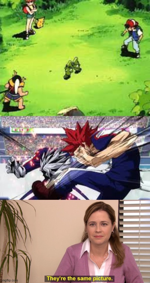 Metapod v Metapod = Kirishima v TetsuTetsu | image tagged in memes,they're the same picture,anime,my hero acedemia,pokemon | made w/ Imgflip meme maker