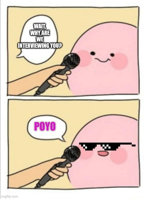 Kirby's interview | WAIT, WHY ARE WE INTERVIEWING YOU? POYO | image tagged in kirby interview | made w/ Imgflip meme maker